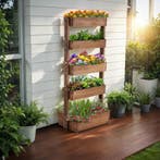 Plantenbak Flora, gelakt hout, met plantenfolie - bruin, 81, Tuin en Terras, Overige Tuin en Terras, Verzenden, Nieuw