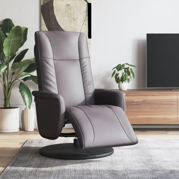 vidaXL Fauteuil verstelbaar met voetensteun kunstleer grijs, Huis en Inrichting, Fauteuils, Nieuw, Verzenden