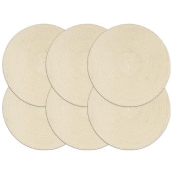 vidaXL Placemats 6 st rond 38 cm katoen natuurlijk, Verzenden, Nieuw, Bruin