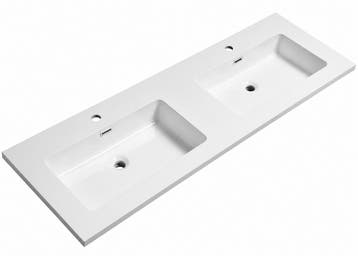 Badplaats Wastafel Angela 140 x 48 cm - Wit - Wasbak, Verzenden, Nieuw