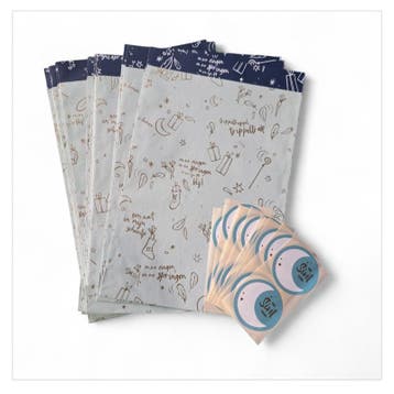 20x Cadeauzak + 20x naamsticker - Sint Songtekst BLAUW Si..., Ophalen of Verzenden, Nieuw