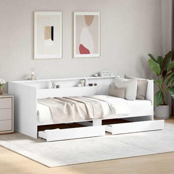 vidaXL Slaapbank met lades zonder matras 75x190 cm wit, Huis en Inrichting, Verzenden, Nieuw, Wit, Hout