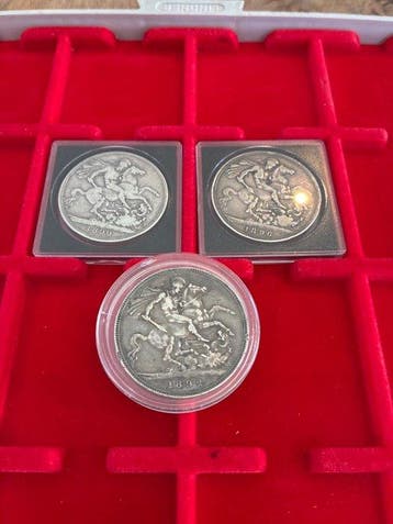 Verenigd Koninkrijk. Victoria. Crown 1890/1896 (3 coins)