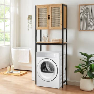 Toilet ombouwkast Tervola 172x63x27 cm zwart en naturel [en., Verzenden, Nieuw