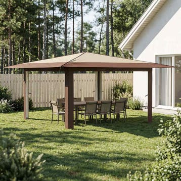 vidaXL Paviljoen zonder Zijwand 4 x 4 m Crème en bruin, Verzenden, Nieuw