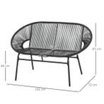 Set van 2 Robuuste Zwarte Stalen Tuinbanken Terras Balkon, Verzenden, Nieuw