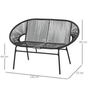 Set van 2 Robuuste Zwarte Stalen Tuinbanken Terras Balkon, Verzenden, Nieuw