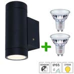 Buitenlamp met sensor Sami + 2x LED spot GU10 Philips, Verzenden, Minder dan 50 watt, Wandlamp, Nieuw