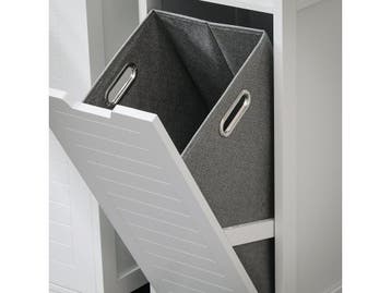 SoBuy BZR122-W - Badkamerkast - Lage Kast met Wasmand - Wit, Verzenden, Nieuw