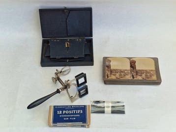 Patent G.P. France folding nickel stereoscope + bonus
