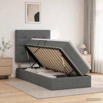 vidaXL Opslag bed met matras met opslag Donkergrijs 100 x, Huis en Inrichting, Slaapkamer | Bedden, Verzenden, Nieuw, Eenpersoons