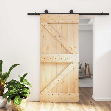 vidaXL Schuifdeur 95 x 210 cm Massief Grenenhout, Verzenden, Nieuw