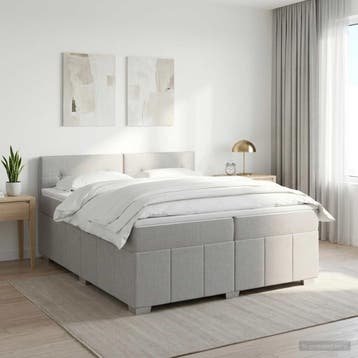 vidaXL Boxspringbed met matras Lichtgrijs 200 x 200 cm Stof, Verzenden, Nieuw, Tweepersoons, Stof
