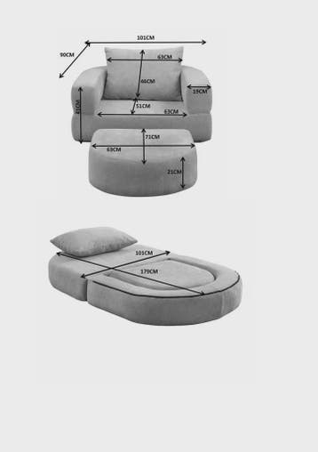 Modulaire Slaapbank Futon Fauteuil met Kussen - Compact en M, Verzenden, Nieuw