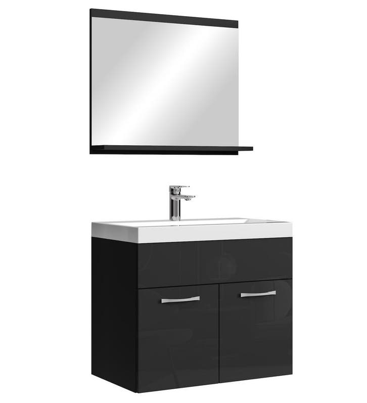 Badkamermeubel Montreal Set 02  60 x 35 cm Zwart Badmeubel, Huis en Inrichting, Badkamer | Badkamermeubels, Nieuw, Wastafelkast