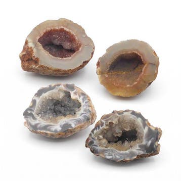 Themacollectie - 4x natuurlijke geoden met kristallen (Agata, Antiek en Kunst