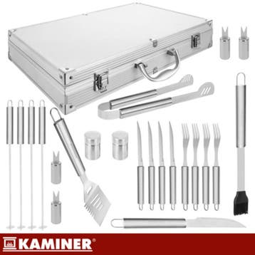 Kaminer Complete barbecue gereedschapset 26 delig met rvs..., Ophalen of Verzenden, Nieuw