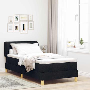 vidaXL Boxspringbed met matras met hoofdeinde Zwart 90 x 190, Eenpersoons, Verzenden, Zwart, Nieuw