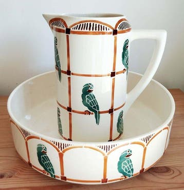 Art Deco Toiletset (2) - Badonviller - Porselein, Aardewerk