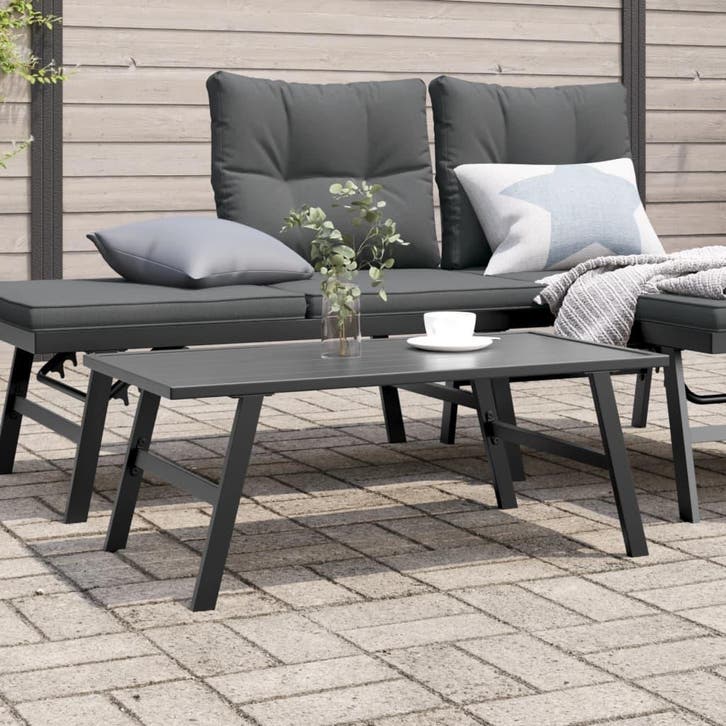 vidaXL Tuintafeltje 90x45x35 cm gepoedercoat staal zwart, Tuin en Terras, Tuintafels, Nieuw, Metaal, Verzenden