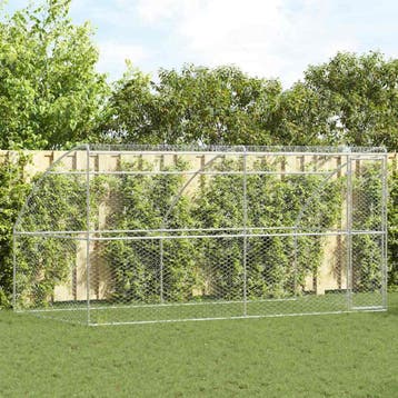 vidaXL Hondenhok 2 st zilver 4 x 2 x 2 m Verzinkt staal, Verzenden, Nieuw