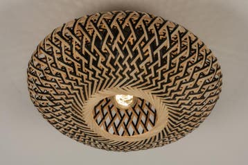 Rietveld Plafondlampen - Zwart, Naturel - Hout, Rotan, Huis en Inrichting, Verzenden, Nieuw