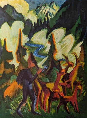 Ernst Ludwig Kirchner - Hirte mit Ziegen am Morgen (1918)