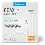 Technetix Connectionset F/IEC 1,5meter + 4 x F/IEC adapter -, Ophalen of Verzenden, Nieuw, Kabel of Snoer