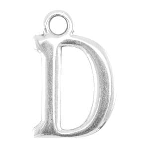 DQ bedel Letter D - Antiek Zilver 15,5 x 9,5 mm oogje: va..., Ophalen of Verzenden, Nieuw, Bedel