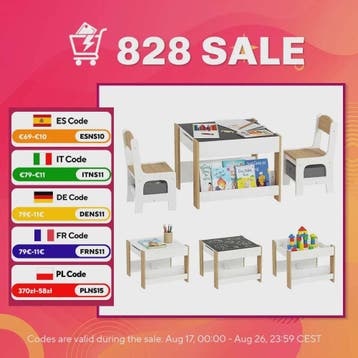 Kindertafel met 2 Stoelen en Whiteboard/Krijtbord - Inclusie, Verzenden, Nieuw