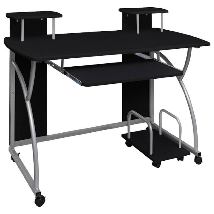 vidaXL Computerbureau 110x52x88,5 cm bewerkt hout zwart, Huis en Inrichting, Bureaus, Nieuw, Verzenden