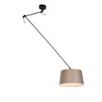 Hanglamp zwart met linnen kap taupe 35 cm - Blitz, Verzenden, Nieuw, Country-rustic