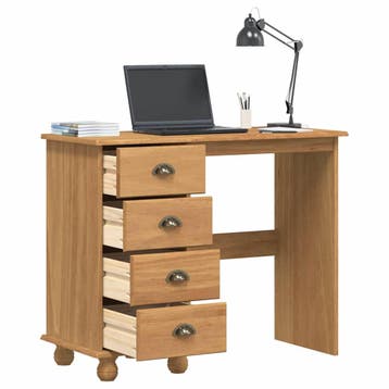vidaXL Schrijfbureau ASKIM Bruin 95 x 40 x 75 cm Massief, Huis en Inrichting, Verzenden, Nieuw