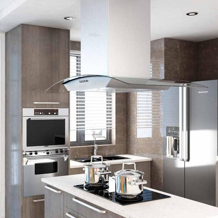 vidaXL Eilandafzuigkap 756 m³/u LED 90 cm roestvrij staal, Witgoed en Apparatuur, Afzuigkappen, Nieuw, Verzenden
