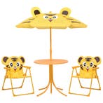 vidaXL 3-delige Bistroset voor kinderen met parasol geel, Tuin en Terras, Tuinsets en Loungesets, Verzenden, Nieuw, Textileen
