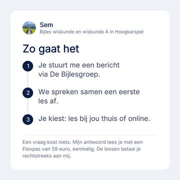 Bijles wiskunde voor vmbo tot en met vwo in Hoogkarspel, Privéles, Bijles
