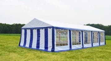 Classic Plus Partytent PVC 6x12x2 mtr in Wit-Blauw, Verzenden, Nieuw, 2 meter of meer, Partytent