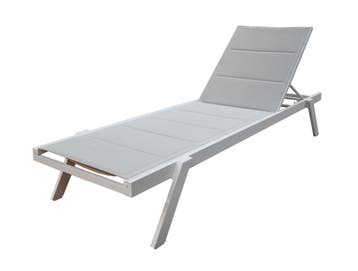 Aluminium Ligbed Banka Wit/Lichtgrijs Verstelbaar én, Tuin en Terras, Ligbedden, Ophalen of Verzenden, Nieuw