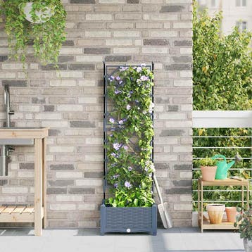 vidaXL Plantenbak Lichtgrijs 40 x 40 x 125,5 cm PP, Verzenden, Nieuw, Minder dan 60 cm