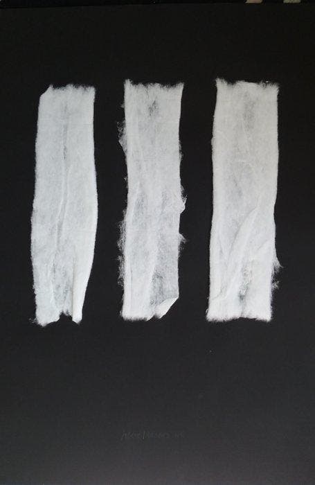 Henk Peeters (1925-2013) - Three rows of cotton wool on, Antiek en Kunst, Kunst | Designobjecten