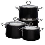 Altom Design Izydor 8 Delige Emaille Pannenset Retro zwart -, Huis en Inrichting, Keuken | Potten en Pannen, Ophalen of Verzenden