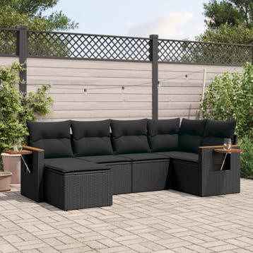 vidaXL Patio Sofa Set 6-zits Black, Verzenden, Nieuw