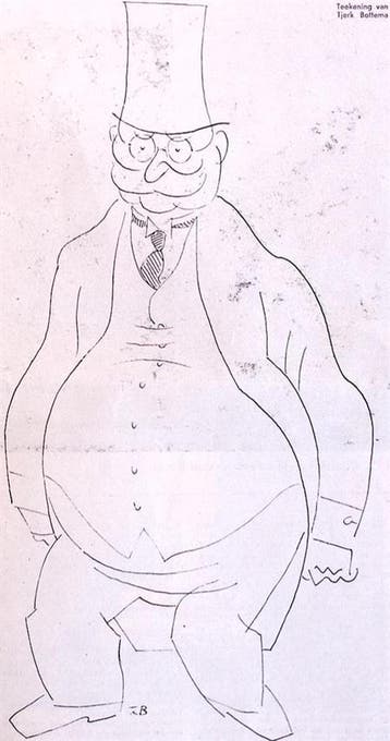 Spotprent met Alfred Hugenberg die uit het Hitler-kabinet..., Verzenden