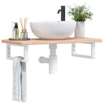 vidaXL Badkamer wandschap staal en massief eikenhout, Verzenden, Nieuw