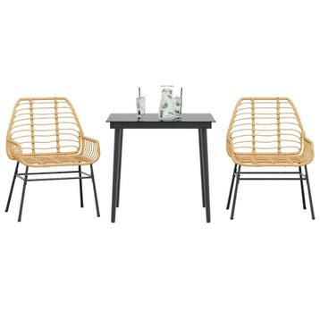 vidaXL 3-delige Tuinset poly rattan glas bruin, Tuin en Terras, Verzenden, Nieuw, 2 zitplaatsen, Tuinset
