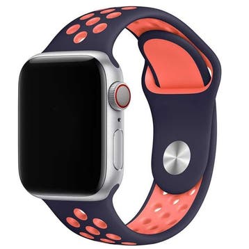 Apple Watch bandje - dubbel - siliconen - blauw zwart mango, Verzenden, Nieuw