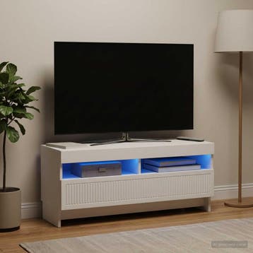vidaXL LED tv-meubel EDE 100 x 35 x 43 cm Wit Bewerkt hout, Huis en Inrichting, Minder dan 50 cm, Verzenden, Nieuw, Minder dan 100 cm