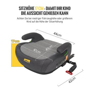 Zitverhoger isofix - Stoelverhoger auto - 6-12 jaar - Zwart, Verzenden, Zo goed als nieuw