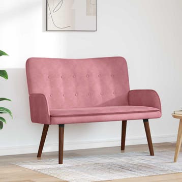vidaXL 2-Zits Sofa Roze 115 x 61 x 87 cm Fluweel (V), Verzenden, Minder dan 150 cm, Stof, Nieuw