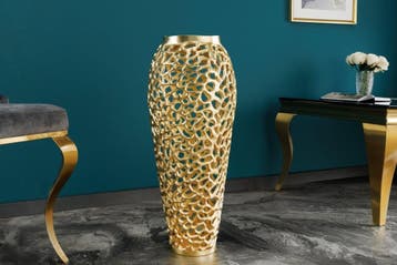 Filigrane Design Vaas ABSTRACT BLAD goud 65cm Handarbeit -, Ophalen of Verzenden, Nieuw